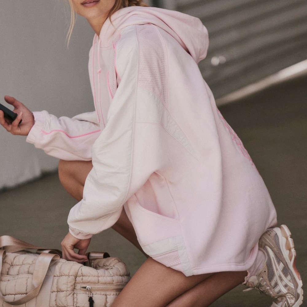 Free People Movement Pink Racing Stripe Hoodie - NWT